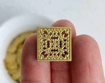 Raw Brass Square Filigree Connectors Findings 15mm (12)