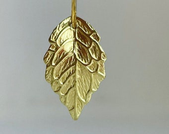 Gold Plated Brass Curved Leaf Charms Pendants 18mm (20)