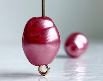 Vintage Perlmutt-Rosen-Rosa geätzte verdrehte oval Lucite Perlen 14mm (12)