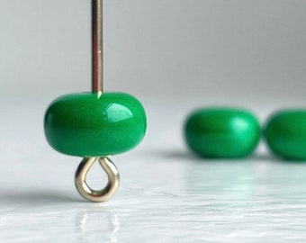 Vintage Lucite Green Rondelle Spacer Beads Washed Japan 8mm (30)