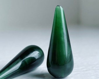 Contas vintage verdes em formato de gota de acrílico, 29 mm (6)