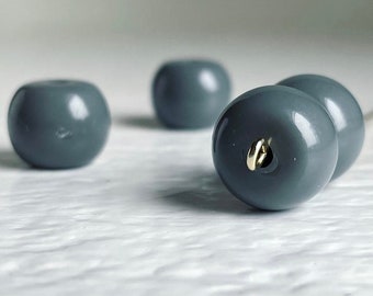 Lot De 25 Perles Acrylique Noir-Gris Forme Tonneau 11x9.5mm - Pour Création Bijoux