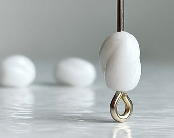 White Vintage German Glass Fluted Oval Beads Milk Opaque 7mm (20)