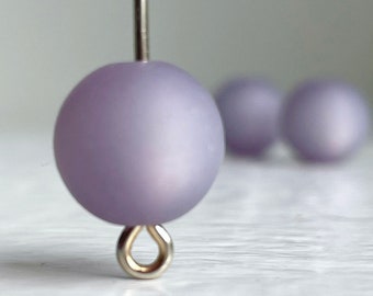 Vintage Round Purple Lavender Lucite Moon Glow Beads 10mm Matte Finish (12)