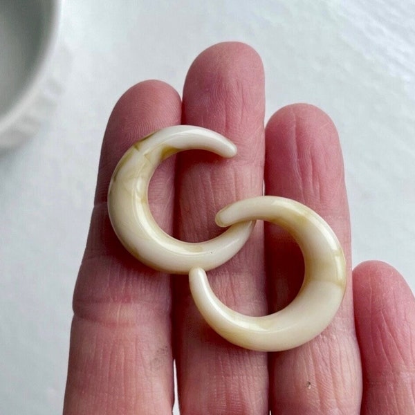 Ivory Tan Marbled Acrylic Hoops Rings 24mm (6) UNDRILLED No Holes