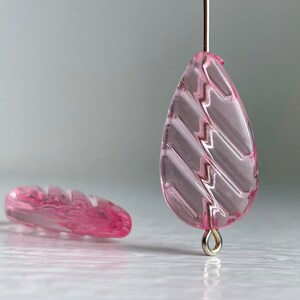 Pink Acrylic Drop Beads Flat Ridged Teardrop 24mm 16 image 4