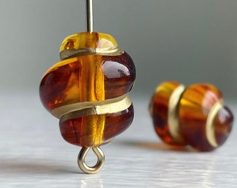 Tortoiseshell Tortoise Gold Twisted Oval Acrylic Beads 14mm (14)