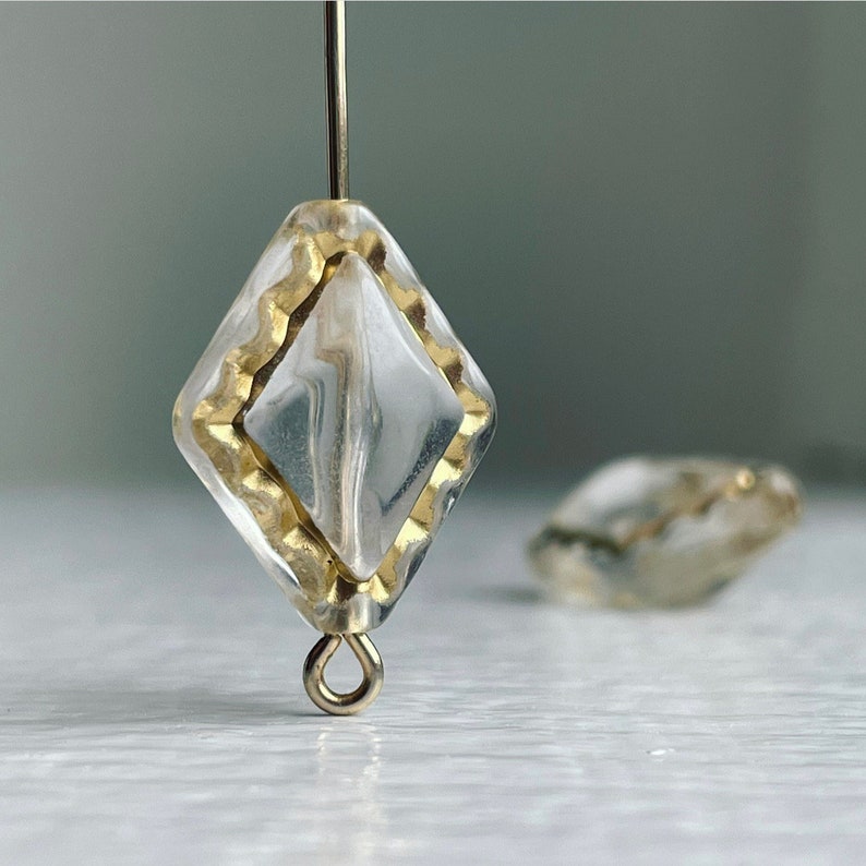 Crystal Gold Acrylic Diamond Shaped Bicone Beads 18mm 16 image 5