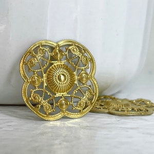 Raw Brass Stamping Curved Floral Filigree Findings 20mm 8 image 3