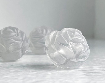 Crystal Matte Frosted Acrylic Round Rose Flower Beads Large Chunky 24mm (4)