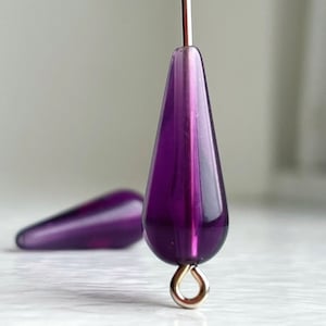 Vintage Purple Lucite Drop Beads 20mm Teardrop 20 image 2