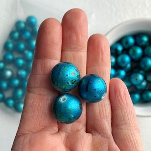 Blue Green Acrylic Beads Black Splatter Round Acrylic Beads 16mm 14 image 3