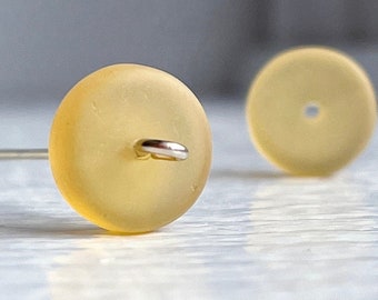 Vintage Yellow Czech Glass Spacer Disc Beads Matte Frosted 11mm (14)