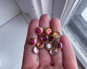 Vintage Czech Glass Crystal Vitrail AB Spacer Beads 10mm (20)