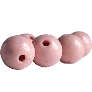 Pink White Round Faux Granite Acrylic Beads 10mm Speckled (20)