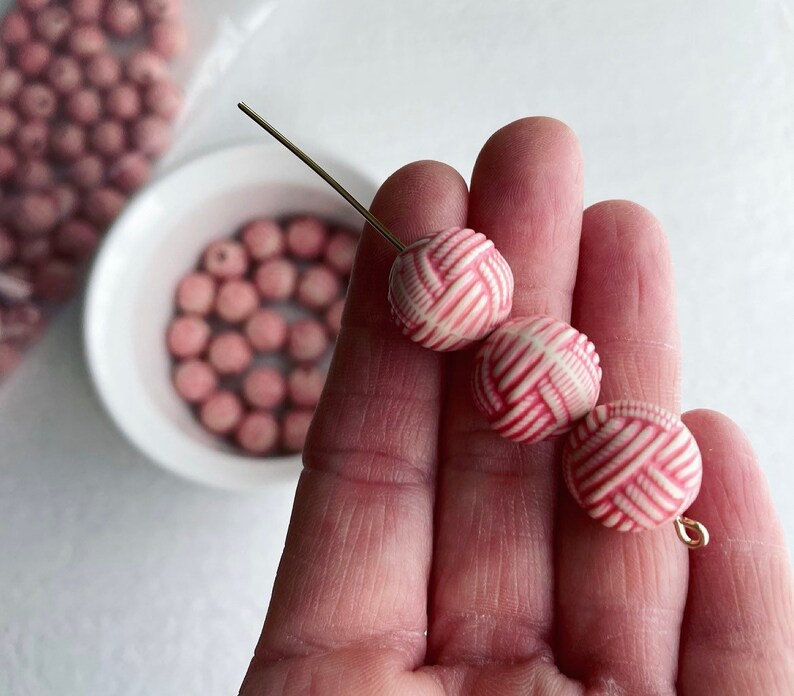 Carved Round Pink Cream Knot Acrylic Beads 14mm 10 image 4