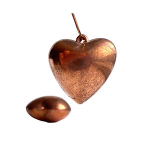 Vintage Copper Heart Pendant Charms Beads 28mm (4)
