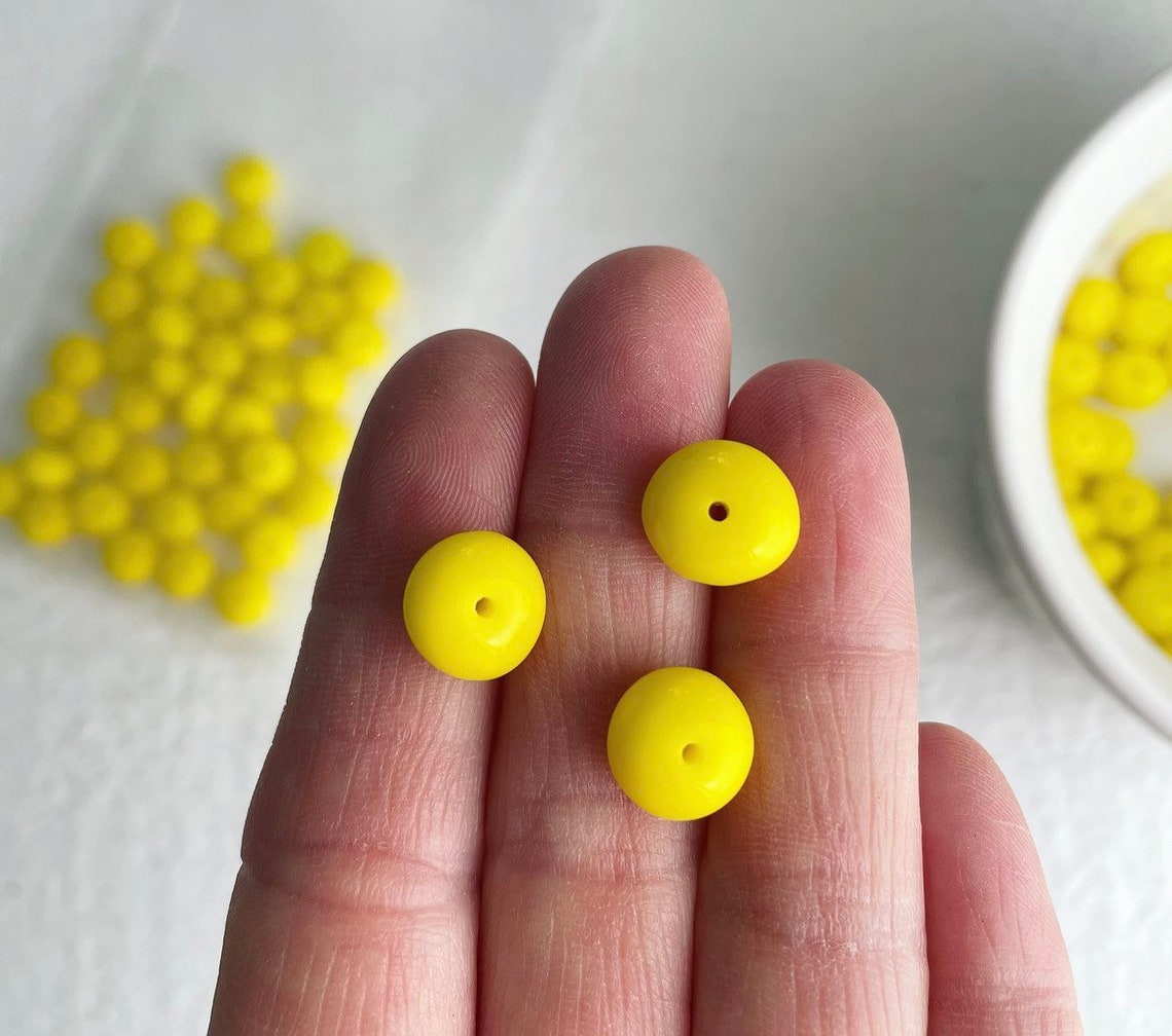 Vintage Opaque Yellow German Glass Spacer Disc Beads Rondelle Etsy