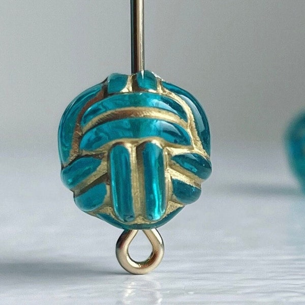 Etched Teal Gold Round Acrylic Knot Basket Beads Carved 10mm (16)
