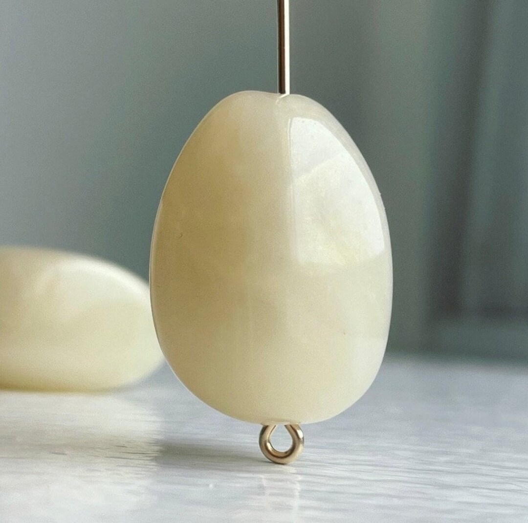 Pale Yellow Tan Gold Glitter Shimmer Pinched Teardrop Acrylic Drop ...