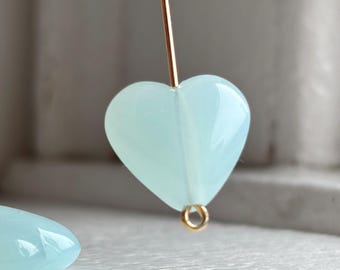 Milky Blue Acrylic Heart Beads 17mm (10)