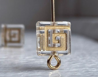 Crystal Gold Acryl geschnitzte Flache Quadratische Perlen 8mm (24)