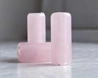 Rosa Weiß Kristall 18 mm (12) marmorierte Acryl Barrel Tube Perlen 18 mm