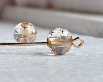 Contas de estrela redondas de acrílico cristal dourado 8 mm (30)