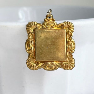 Vintage Raw Brass Square Pendant Frame Settings 25mm 2 image 3