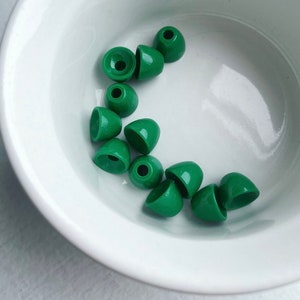 Vintage Green Lucite Cone Bead Caps 13mm 20 image 3