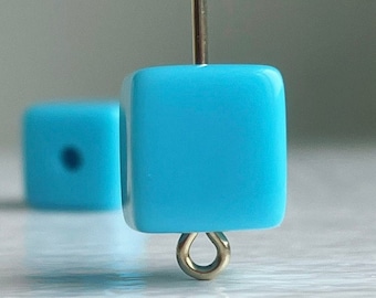 Turquoise Blue Acrylic Square Cube Box Beads 10mm (20)