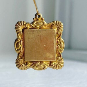 Vintage Raw Brass Square Pendant Frame Settings 25mm 2 image 1