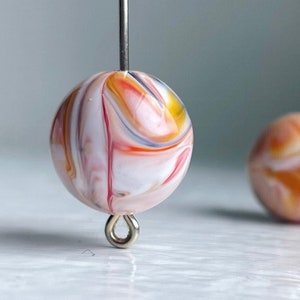 Vintage Lucite Marbled Peach Orange Pink Blue Red White Round Beads 14mm 12 image 1