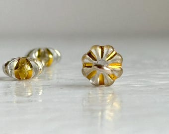 Acrylic Crystal Gold Fluted Saucer Spacer Beads 7x3mm (30)