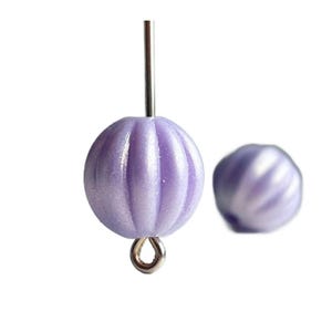 Light Lilac Purple AB Fluted Round Acrylic Beads 12mm (16)