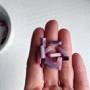 Vintage Lucite Rectangle Tube Beads Marbled Amethyst Purple White 13mm 30 beads image 2