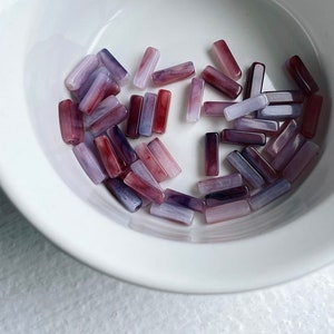 Vintage Lucite Rectangle Tube Beads Marbled Amethyst Purple White 13mm 30 beads image 7