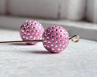 ピンクとシルバーの丸型水玉模様アクリルビーズ 8mm 20個 - Etsy 日本