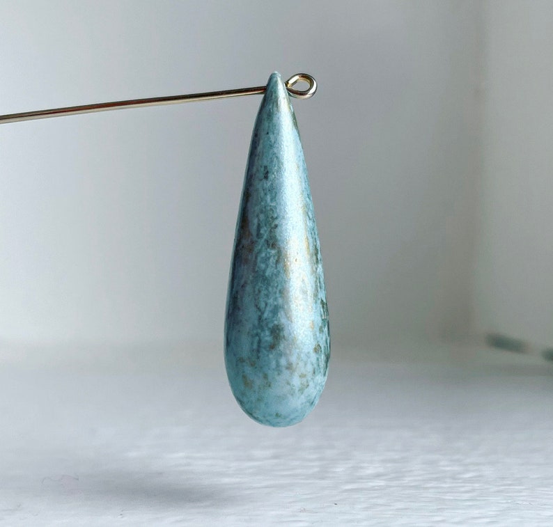 Vintage Blue White Gold Washed Lucite Drop Teardrop Pendant Beads 40mm 6 Italy image 9