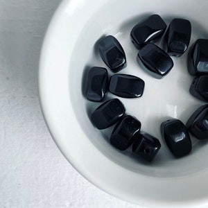 Vintage Black Beveled Lucite Rectangle Beads 13x20mm 8 image 6