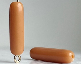 Vintage Lucite Pale Terra Cotta Oval Tube Perlen 20 mm (12)
