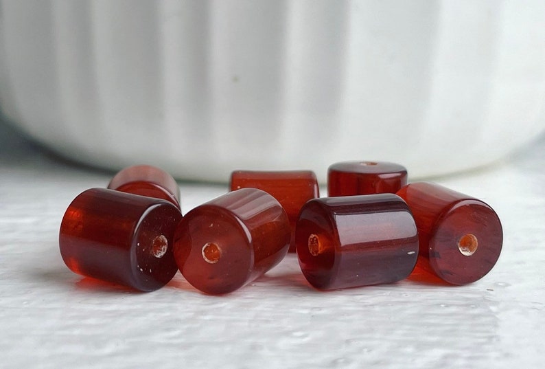 Vintage Topaz Oval Barrel Lucite Tube Beads 9mm 25 image 7