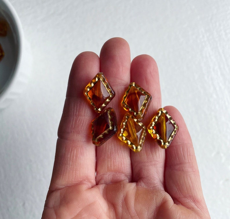 Tortoiseshell Gold Acrylic Diamond Shaped Bicone Beads Tortoise Topaz 18mm 16 imagem 2