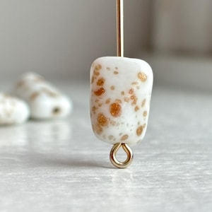 Cuentas de cristal blanco vintage biseladas rectangulares de aventurina, 13 mm (10)