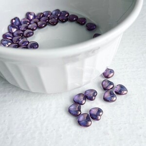 Czech Glass Amethyst Heart AB Fire Polished Beads 8mm 20 image 6