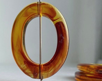 Acrylic Topaz Honey Brown Tortoise Oval Ring Hoop Beads 40mm (4)