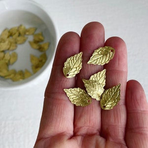 Gold Plated Brass Curved Leaf Charms Pendants 18mm 20 image 6