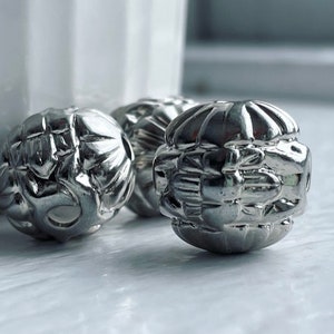 Silver Carved Acrylic Etched Ornate Round Beads 17mm 12 image 3