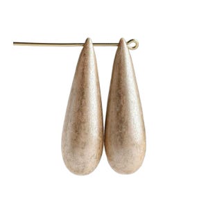 Vintage Peach White Gold Washed Lucite Drop Teardrop Pendant Beads 40mm (6) Italy