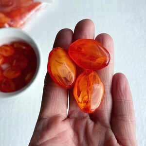 Acrylic Orange White Crystal Givre Marbled Oval Nugget Beads 28mm 8 image 5